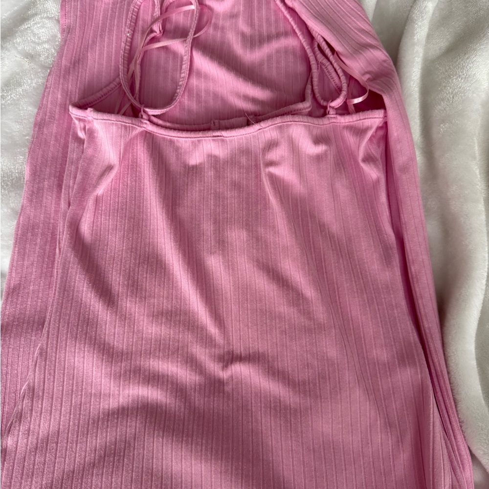 Pink Ribbed Bodycon Dress - Picture 7 of 7
